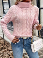 Women's Lightly Shaped Twisted Cable Roll Neck Jumper