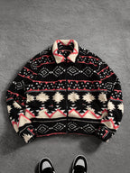 Men's Relaxed Plush Fleece Jacket with Pointed Lapels and Welt Pockets
