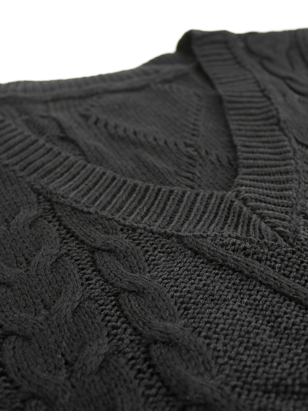 Women's Sleeveless Cable Knit Layering Slipover with V-Neck