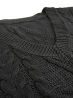 Women's Sleeveless Cable Knit Layering Slipover with V-Neck