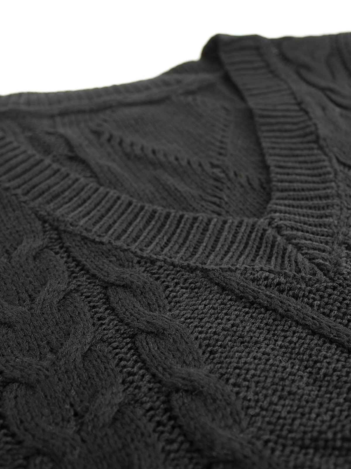 Women's Sleeveless Cable Knit Layering Slipover with V-Neck
