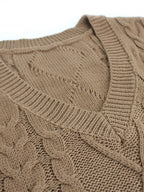 Women's Sleeveless Cable Knit Layering Slipover with V-Neck