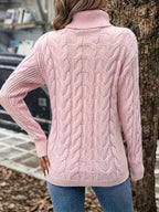 Women's Lightly Shaped Twisted Cable Roll Neck Jumper