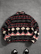 Men's Relaxed Plush Fleece Jacket with Pointed Lapels and Welt Pockets