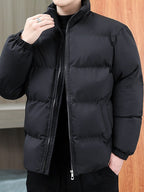 Men's Broad-Channel Puffer Jacket with Stand Collar and Soft Lining