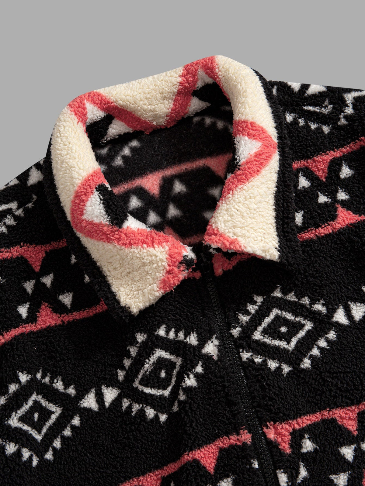Men's Relaxed Plush Fleece Jacket with Pointed Lapels and Welt Pockets