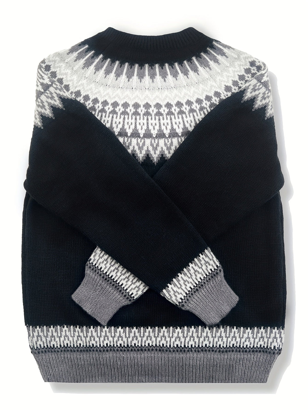 Women's Warm Jacquard Chunky Knit Jumper with Crew Neck