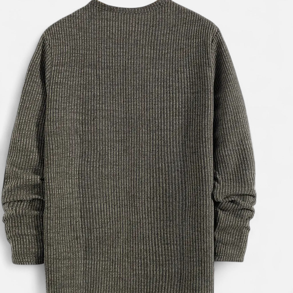 Men's Button-Neck Cable Knit Henley for Spring and Autumn