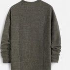 Men's Button-Neck Cable Knit Henley for Spring and Autumn