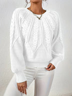Women's Everyday Raglan Cable-Knit Jumper with Round Neckline