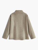 Women's Textured Double-Breasted Short Coat in an Oversized Shape