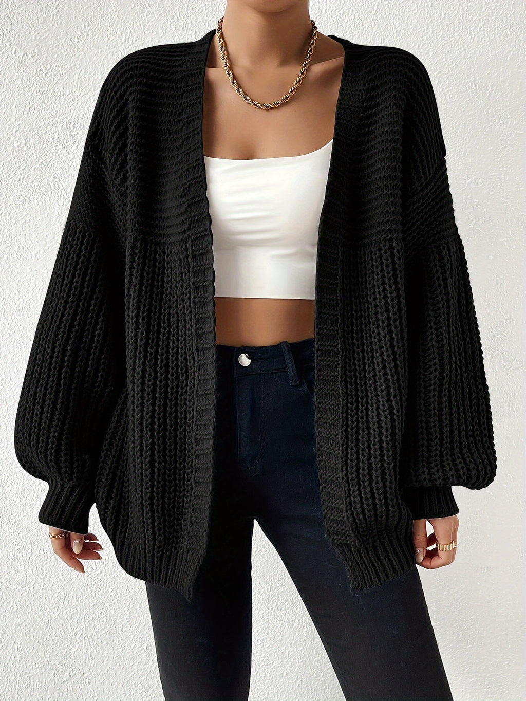 Women's Draped Open-Front Cardigan in Soft Chunky Knit