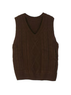 Women's Sleeveless Cable Knit Layering Slipover with V-Neck