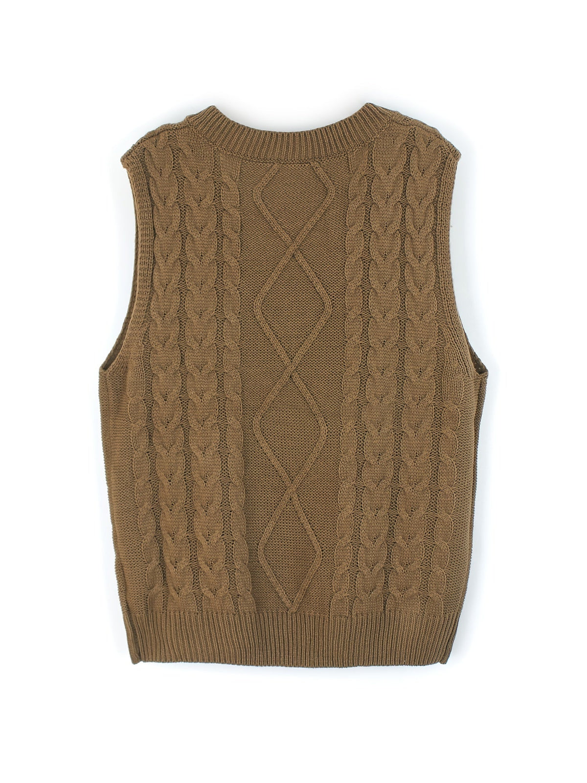 Women's Sleeveless Cable Knit Layering Slipover with V-Neck
