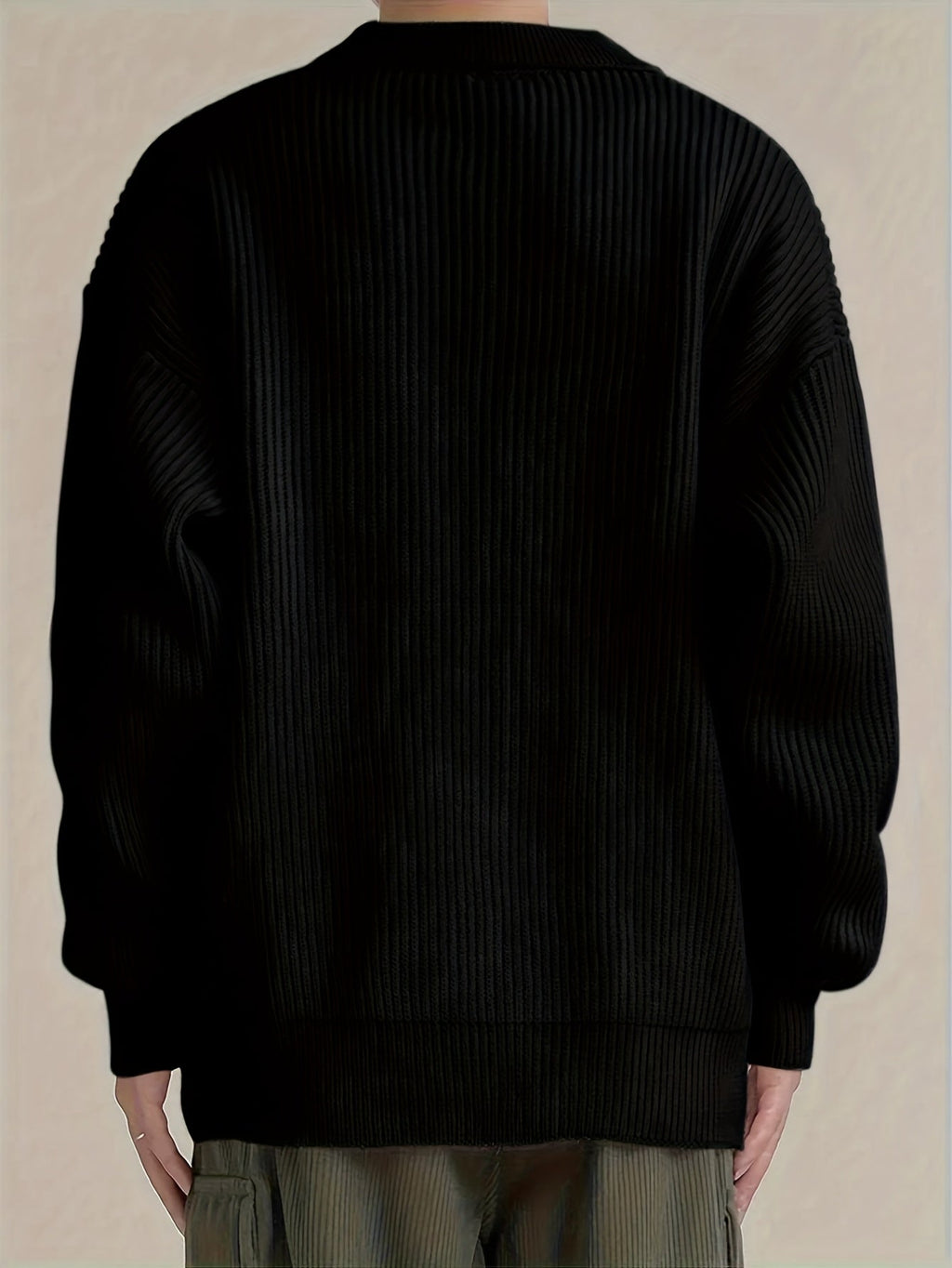 Men's Roomy Soft-Knit Cardigan with Traditional Collar