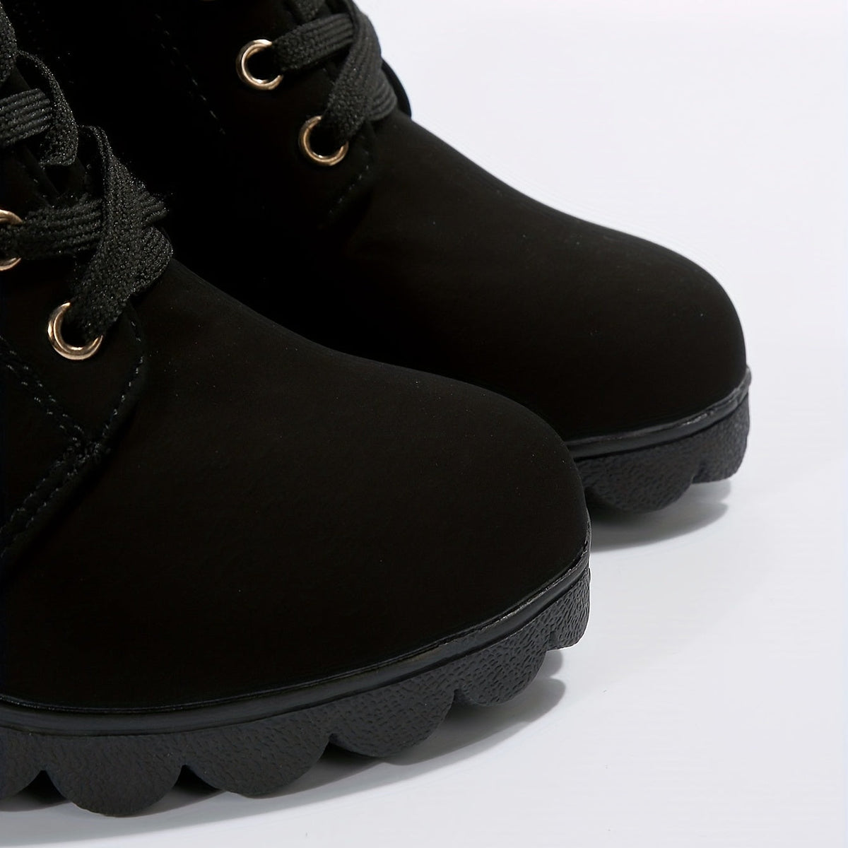 Women's Lace-Front Zip-Side Ankle Boots with Raised Block Heel