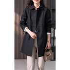 Women's Minimal Long Trench with Single-Button Fastening