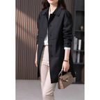 Women's Minimal Long Trench with Single-Button Fastening