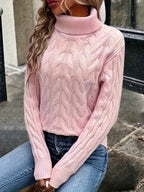 Women's Lightly Shaped Twisted Cable Roll Neck Jumper