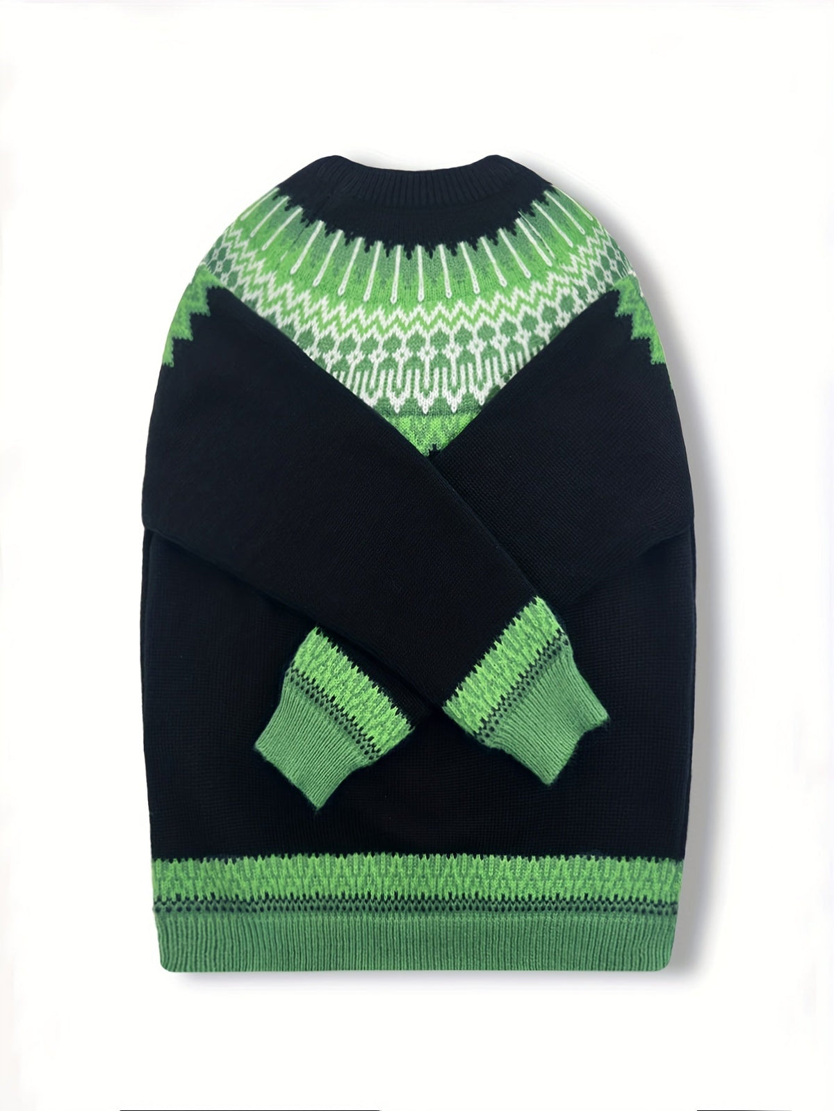 Women's Warm Jacquard Chunky Knit Jumper with Crew Neck