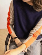 Women's Slim-Fit Cotton Jumper with Bold Block Stripes
