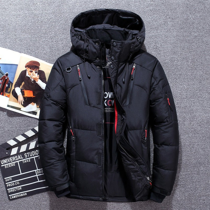 Men's Insulated Down Puffer Jacket for Winter Commutes - Black