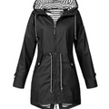 Women's Drawcord-Hood Weatherproof Cagoule with Zip Pockets - Black