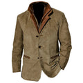 Men's Versatile Button-Front Blazer for Office and Weekend - Khaki