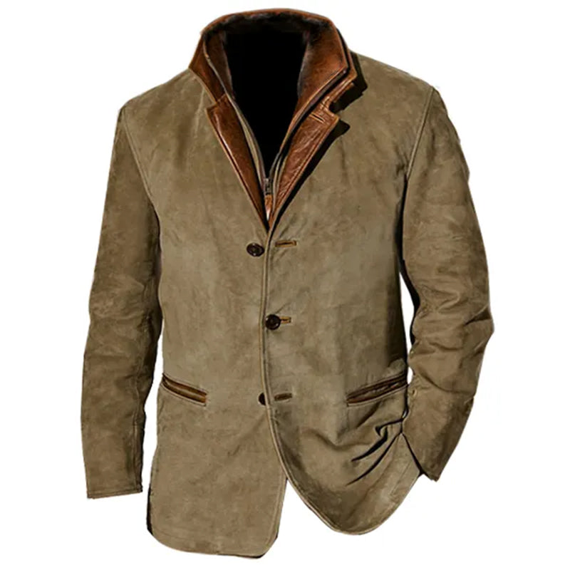 Men's Versatile Button-Front Blazer for Office and Weekend - Khaki