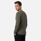 Men's Button-Neck Cable Knit Henley for Spring and Autumn