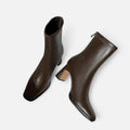 Women's Square-Toe Winter Ankle Boots with Cosy Lining - Brown