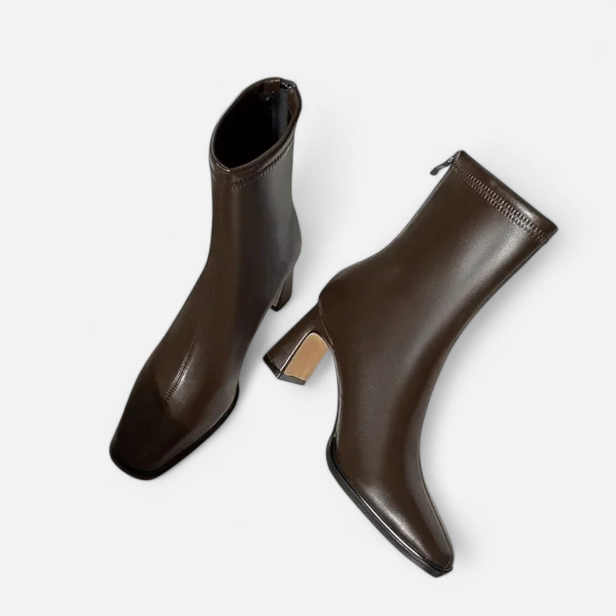 Women's Square-Toe Winter Ankle Boots with Cosy Lining - Brown