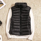 Women's Light-Padded Quilted Gilet with Tall Stand Collar
