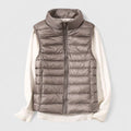 Women's Shower-Resistant Gilet with Refined Hems and Pockets - Beige