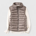 Women's Shower-Resistant Gilet with Refined Hems and Pockets - Beige
