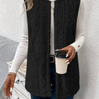 Women's Open-Front Draped Plush Layering Gilet
