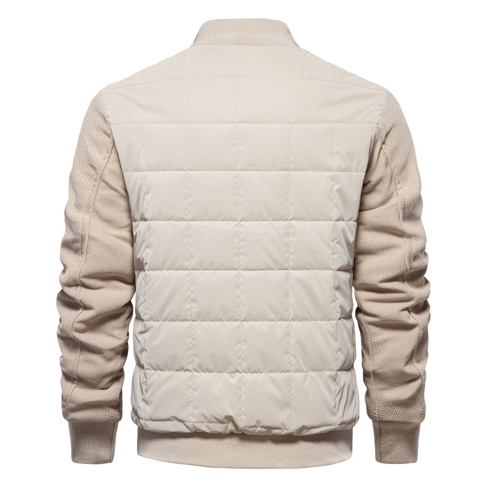 Men's Mid-Season Padded Zip Jacket with Knitted Sleeves