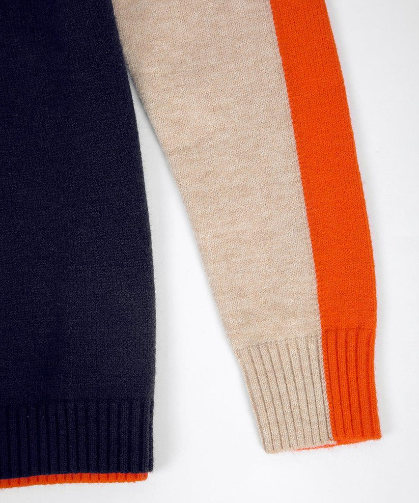 Women's Slim-Fit Cotton Jumper with Bold Block Stripes