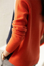 Women's Slim-Fit Cotton Jumper with Bold Block Stripes