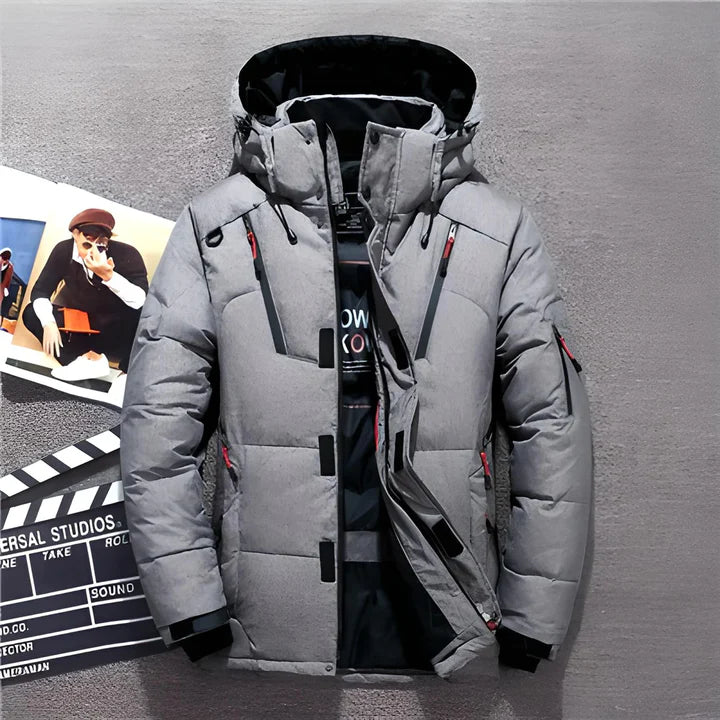 Men's Insulated Down Puffer Jacket for Winter Commutes - Grey