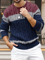 Men's Contrast-Panel Cable Knit Jumper