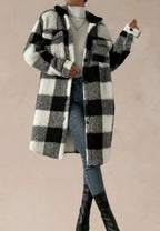 Women's Buttoned Teddy Fleece Coat with Printed Finish and Pockets