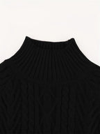 Women's Cable-Knit Mock Neck Jumper for Spring and Autumn