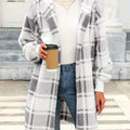 Women's Timeless Check Draped Cardigan for Cosy Evenings In - Light Grey