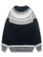 Women's Warm Jacquard Chunky Knit Jumper with Crew Neck