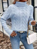 Women's Lightly Shaped Twisted Cable Roll Neck Jumper