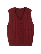 Women's Sleeveless Cable Knit Layering Slipover with V-Neck