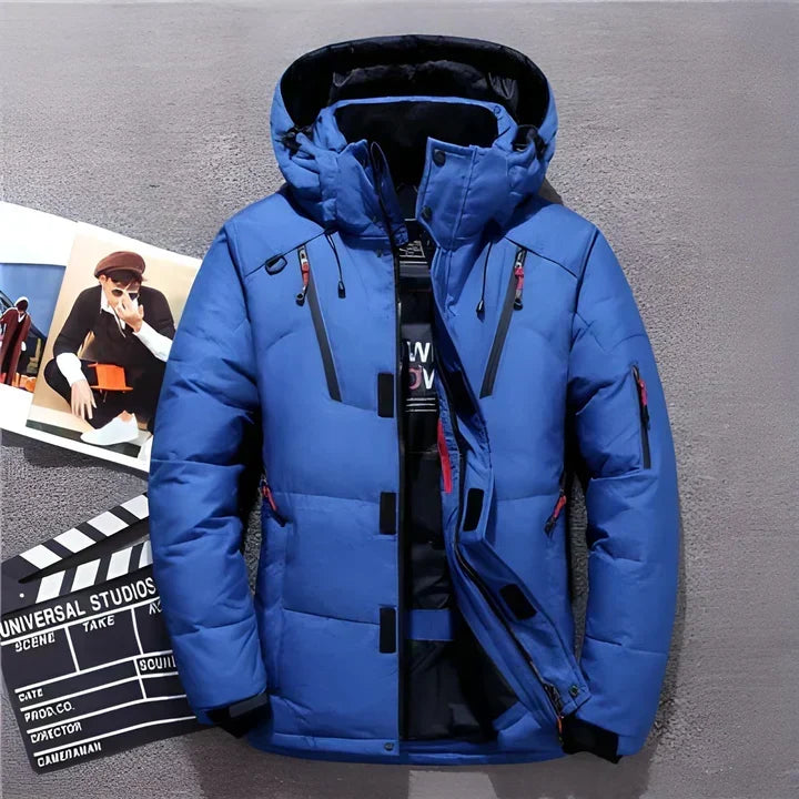 Men's Insulated Down Puffer Jacket for Winter Commutes - Royal Blue