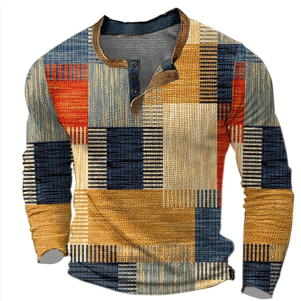 Men's Retro Check Pattern Jumper for Weekends and Evenings - Khaki