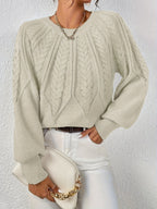 Women's Everyday Raglan Cable-Knit Jumper with Round Neckline